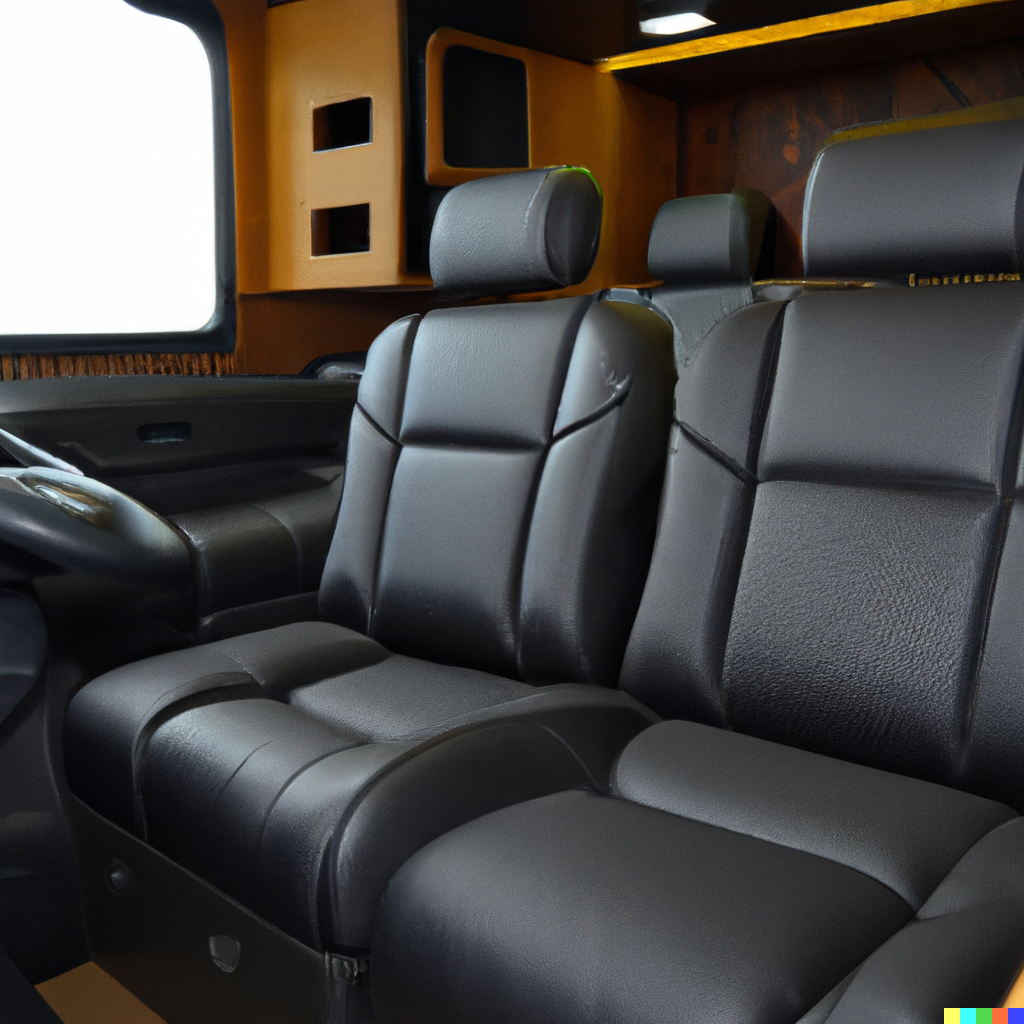 interior de un camion europeo con los asientos de cuero